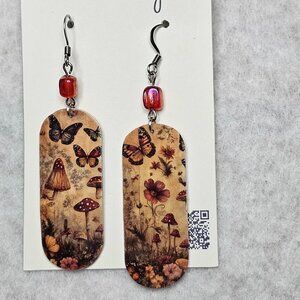 Handmade Nature fairy earrings with glass accent beads double sided